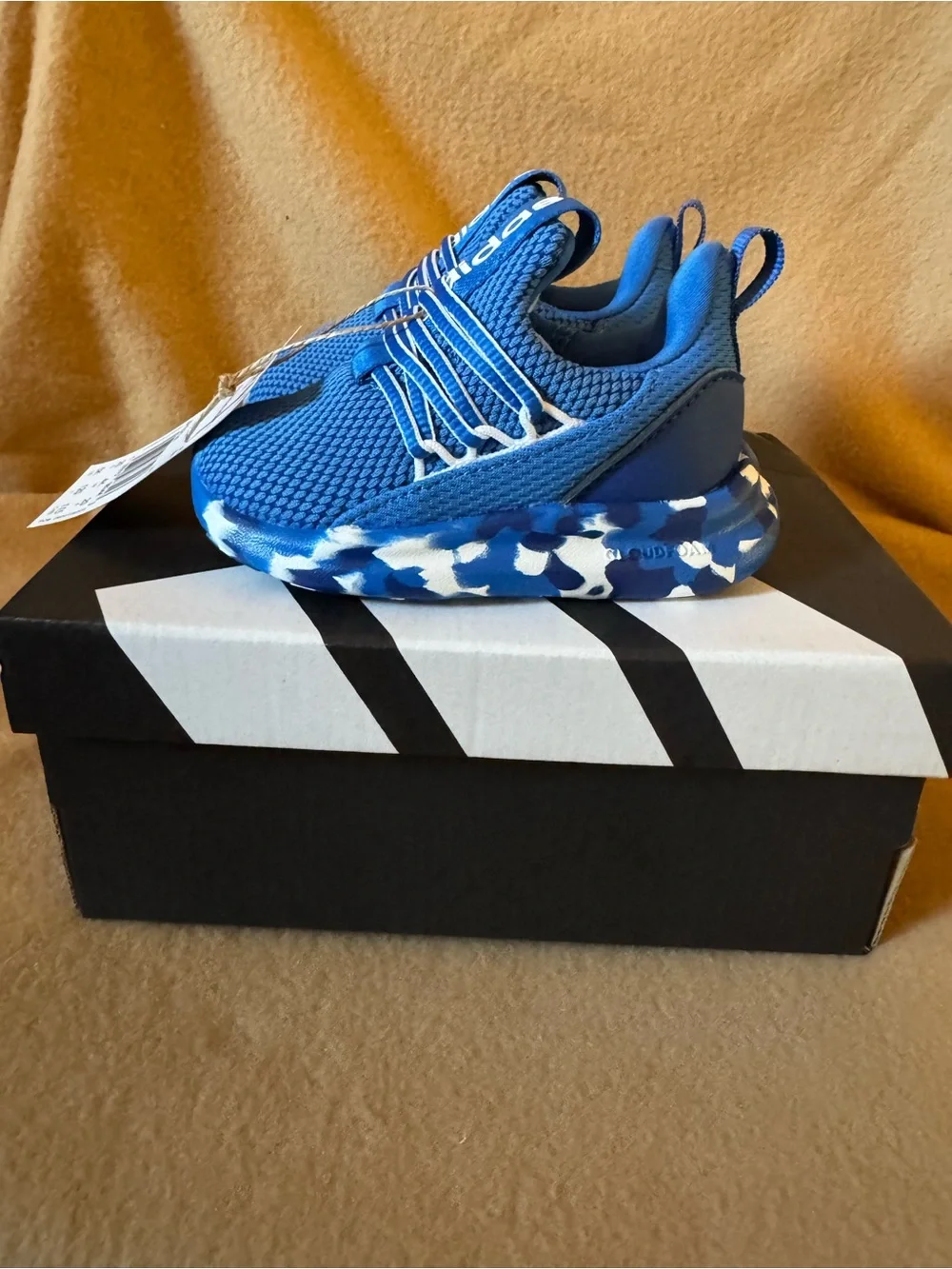 adidas Lite Racer Adapt 7.0 I Unisex Toddler Sneaker Blue/White Slip On US 5K